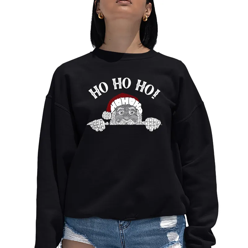 Peeking Santa - Women's Word Art Crewneck Sweatshirt sold by LA Pop Art