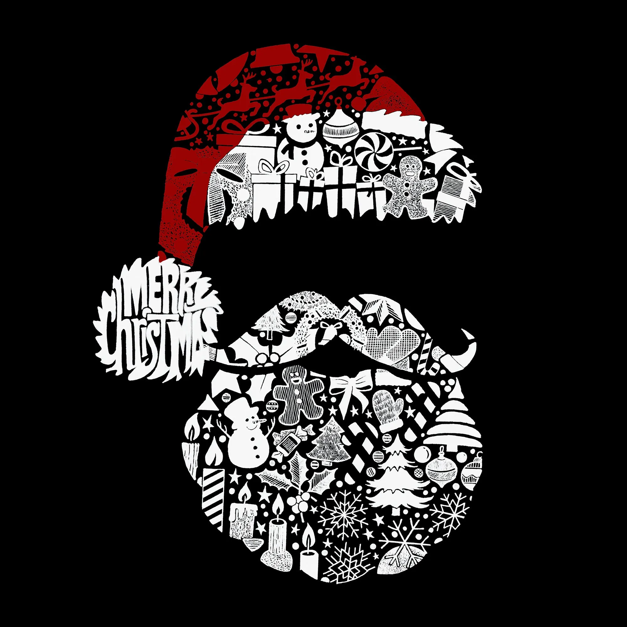 Peeking Santa - Women's Word Art Long Sleeve T-Shirt sold by LA Pop Art product image thumbnail 2