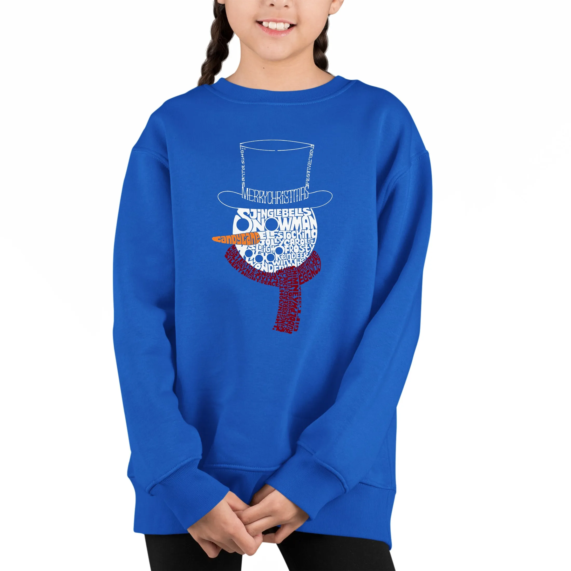 Snowman Face - Girl's Word Art Crewneck Sweatshirt sold by LA Pop Art product image thumbnail 5