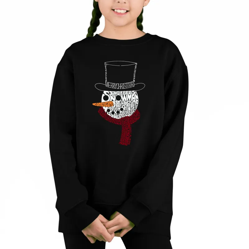 Snowman Face - Girl's Word Art Crewneck Sweatshirt sold by LA Pop Art