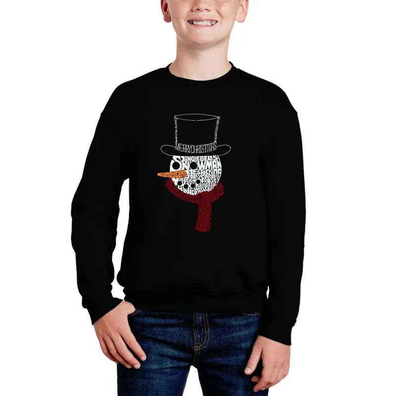 Snowman Face - Boy's Word Art Crewneck Sweatshirt sold by LA Pop Art