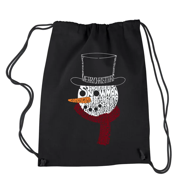 Snowman Face - Drawstring Backpack sold by LA Pop Art