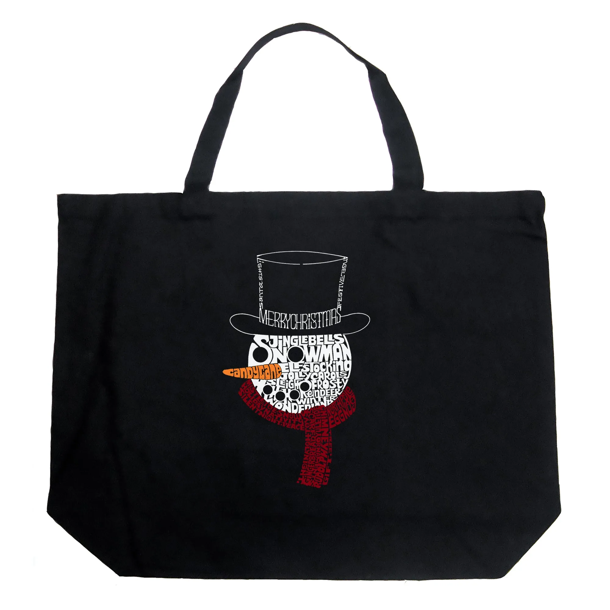 Snowman Face - Large Word Art Tote Bag sold by LA Pop Art