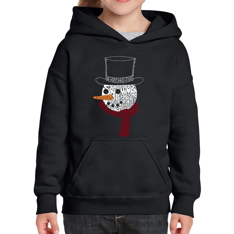 Snowman Face - Girl's Word Art Hooded Sweatshirt sold by LA Pop Art