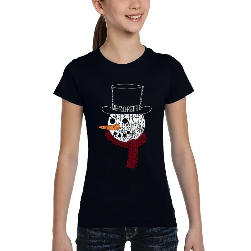 Snowman Face - Girl's Word Art T-Shirt sold by LA Pop Art