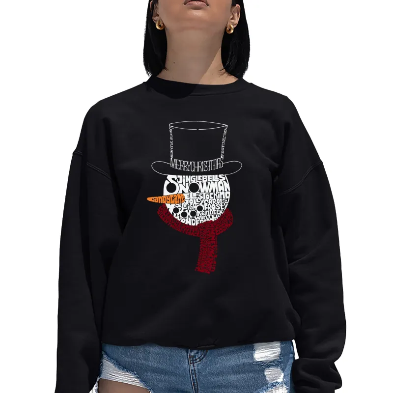 Snowman Face - Women's Word Art Crewneck Sweatshirt sold by LA Pop Art