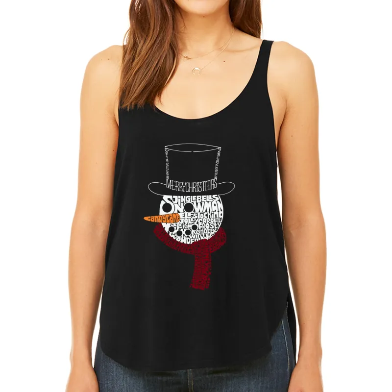 Snowman Face - Women's Premium Word Art Flowy Tank Top sold by LA Pop Art