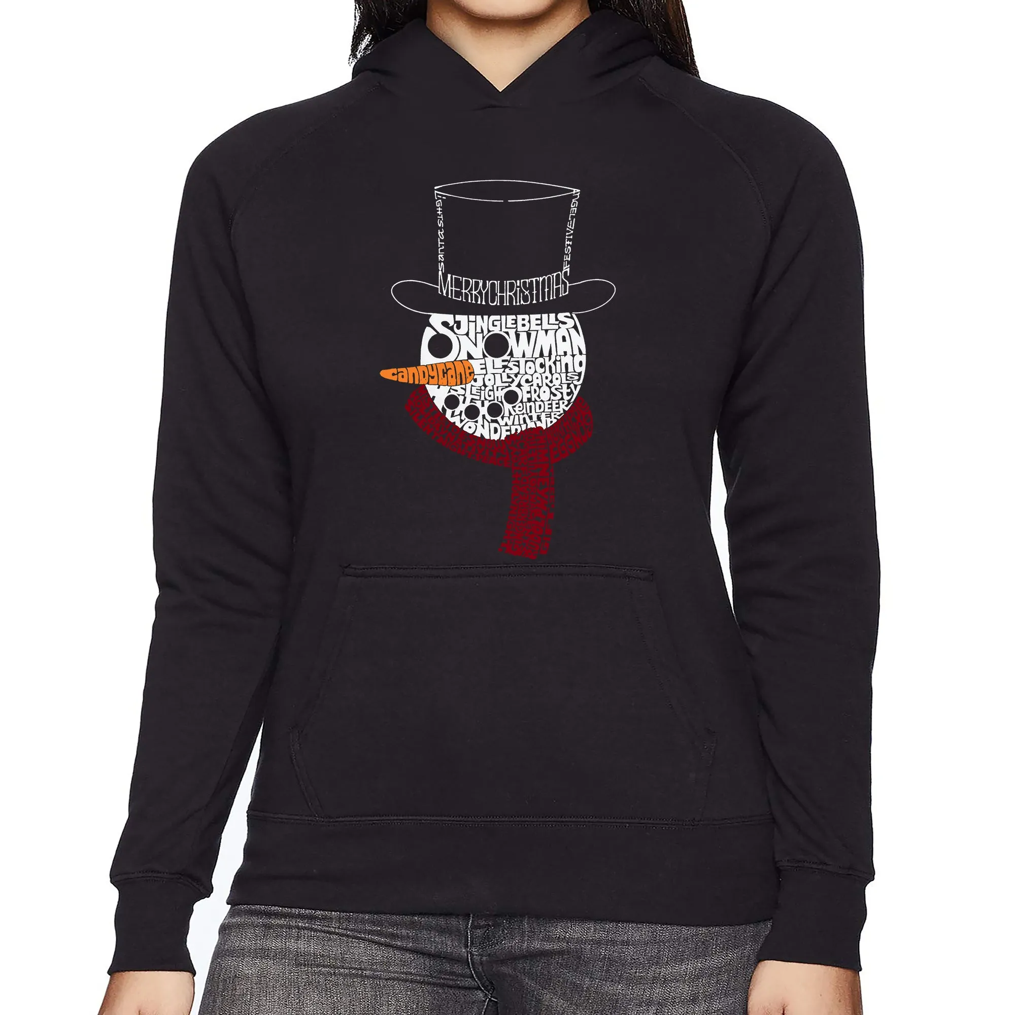 Snowman Face - Women's Word Art Hooded Sweatshirt sold by LA Pop Art