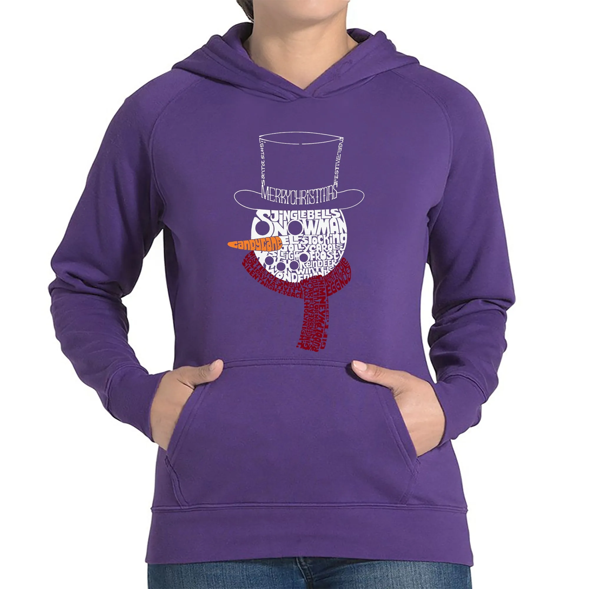 Snowman Face - Women's Word Art Hooded Sweatshirt sold by LA Pop Art product image thumbnail 5