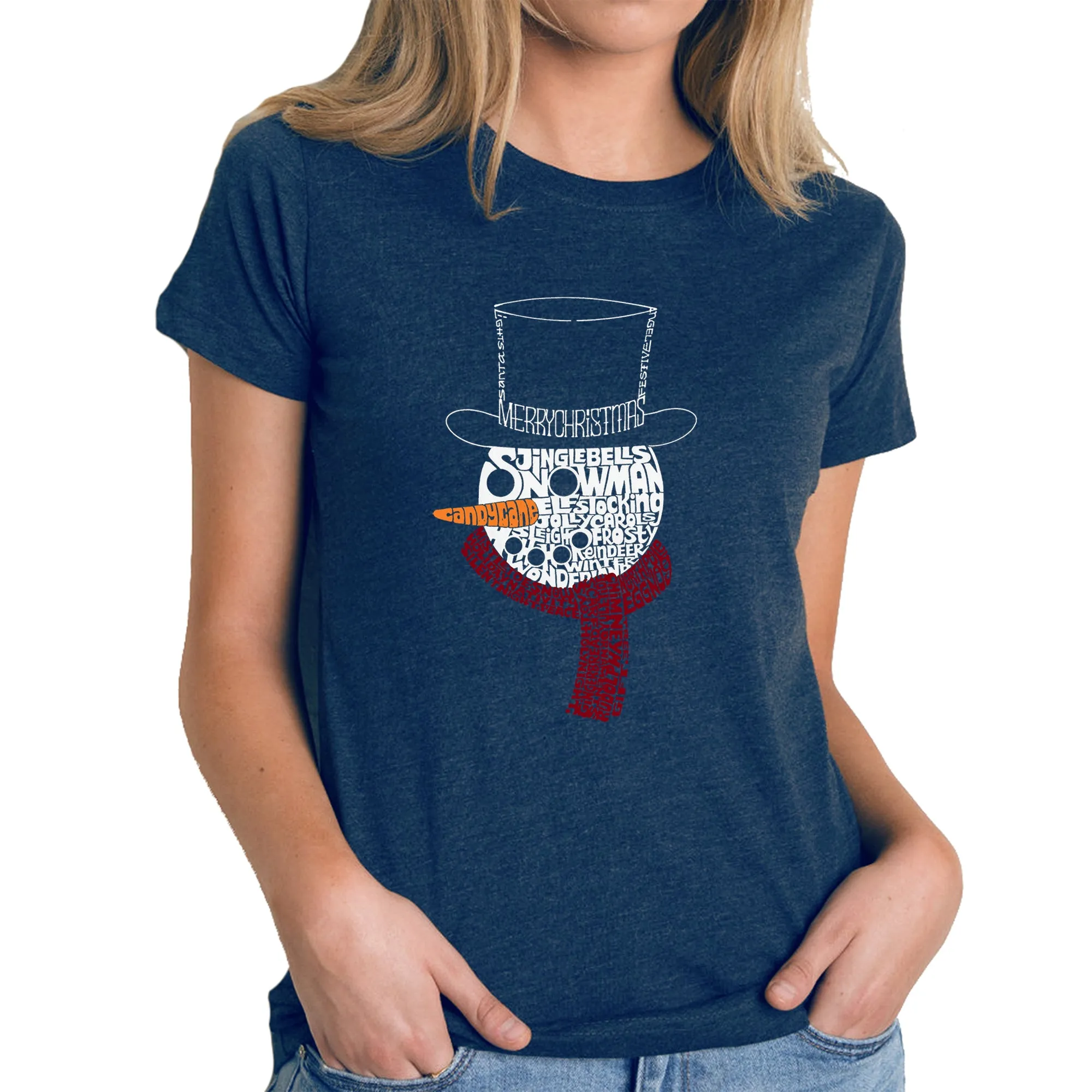 Snowman Face - Women's Premium Blend Word Art T-Shirt sold by LA Pop Art product image thumbnail 5