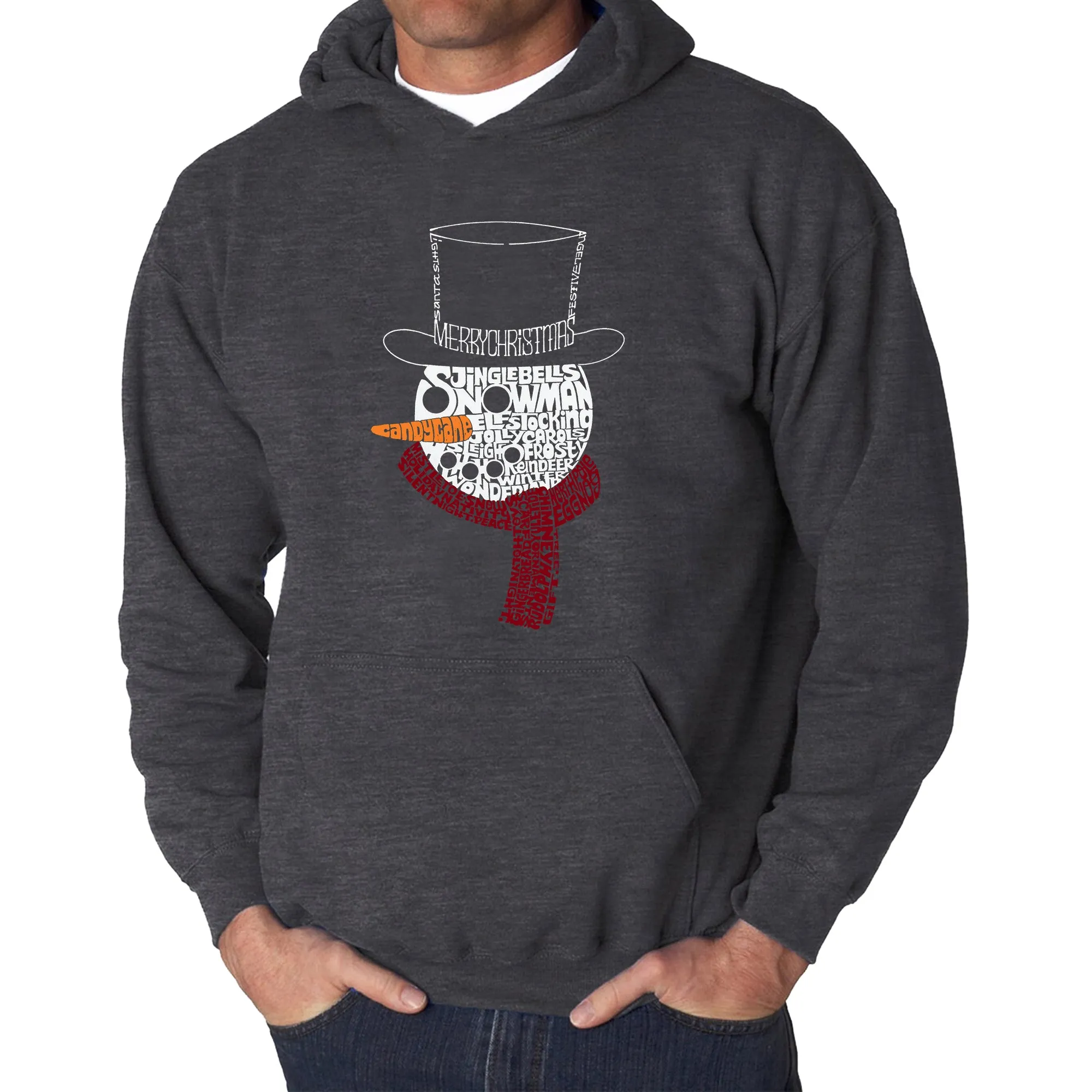 Snowman Face - Men's Word Art Hooded Sweatshirt sold by LA Pop Art product image thumbnail 5