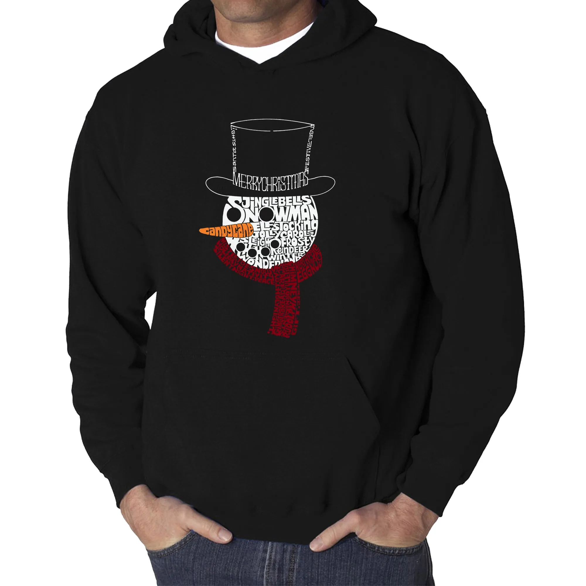 Snowman Face - Men's Word Art Hooded Sweatshirt sold by LA Pop Art