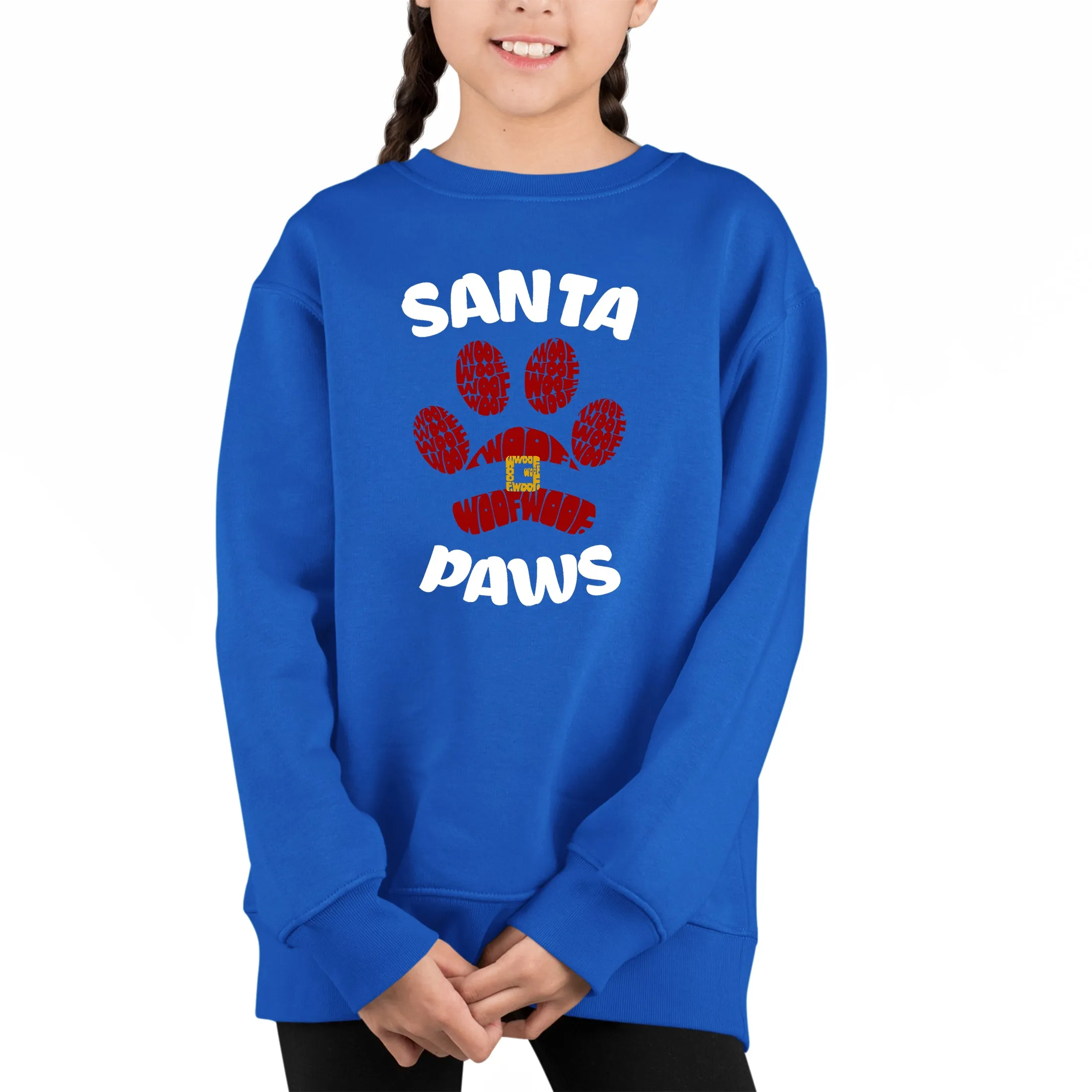 Santa Paws - Girl's Word Art Crewneck Sweatshirt sold by LA Pop Art product image thumbnail 5