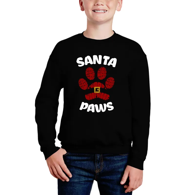 Santa Paws - Boy's Word Art Crewneck Sweatshirt sold by LA Pop Art