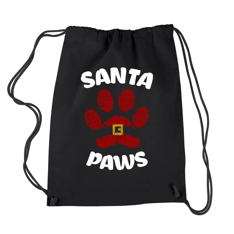Santa Paws - Drawstring Backpack sold by LA Pop Art