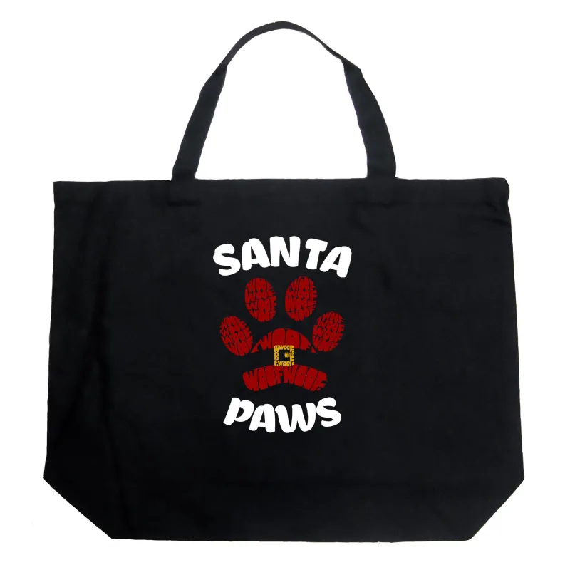 Santa Paws - Large Word Art Tote Bag sold by LA Pop Art
