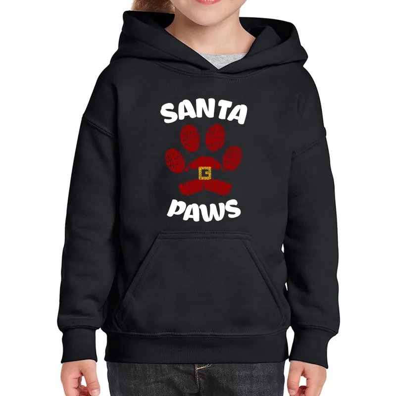 Santa Paws - Girl's Word Art Hooded Sweatshirt sold by LA Pop Art