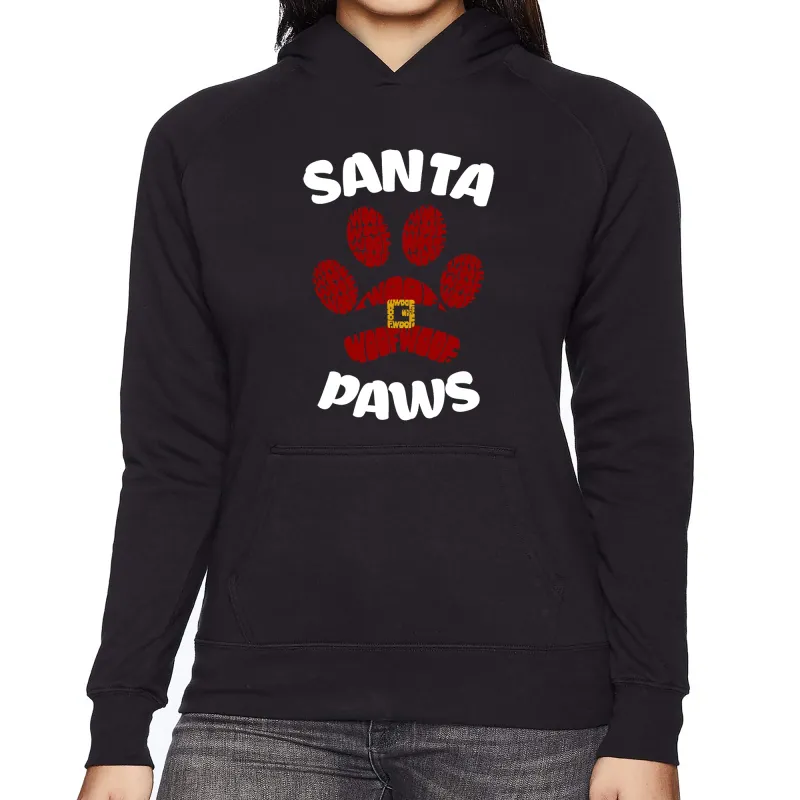 Santa Paws - Women's Word Art Hooded Sweatshirt sold by LA Pop Art
