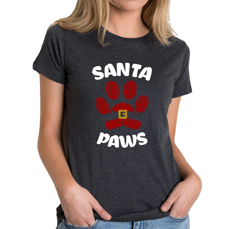 Santa Paws - Women's Premium Blend Word Art T-Shirt sold by LA Pop Art