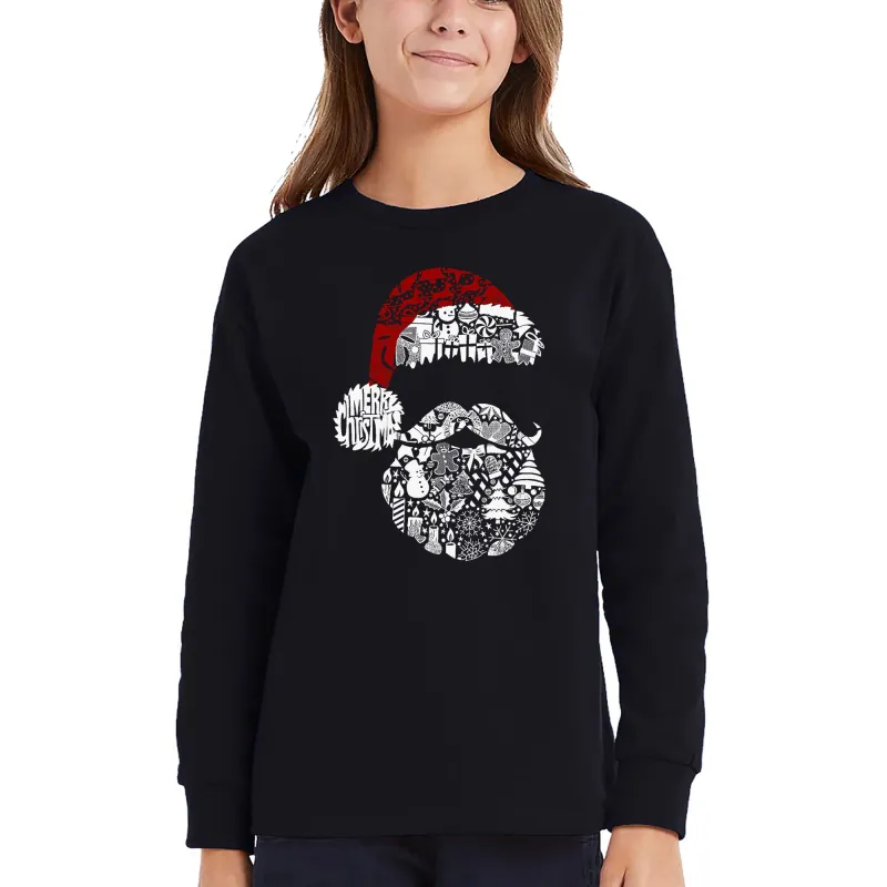 Santa Pics - Girl's Word Art Long Sleeve T-Shirt sold by LA Pop Art