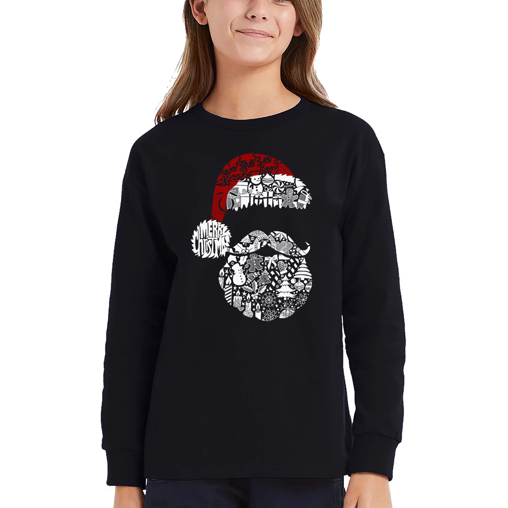 Santa Pics - Girl's Word Art Long Sleeve T-Shirt sold by LA Pop Art