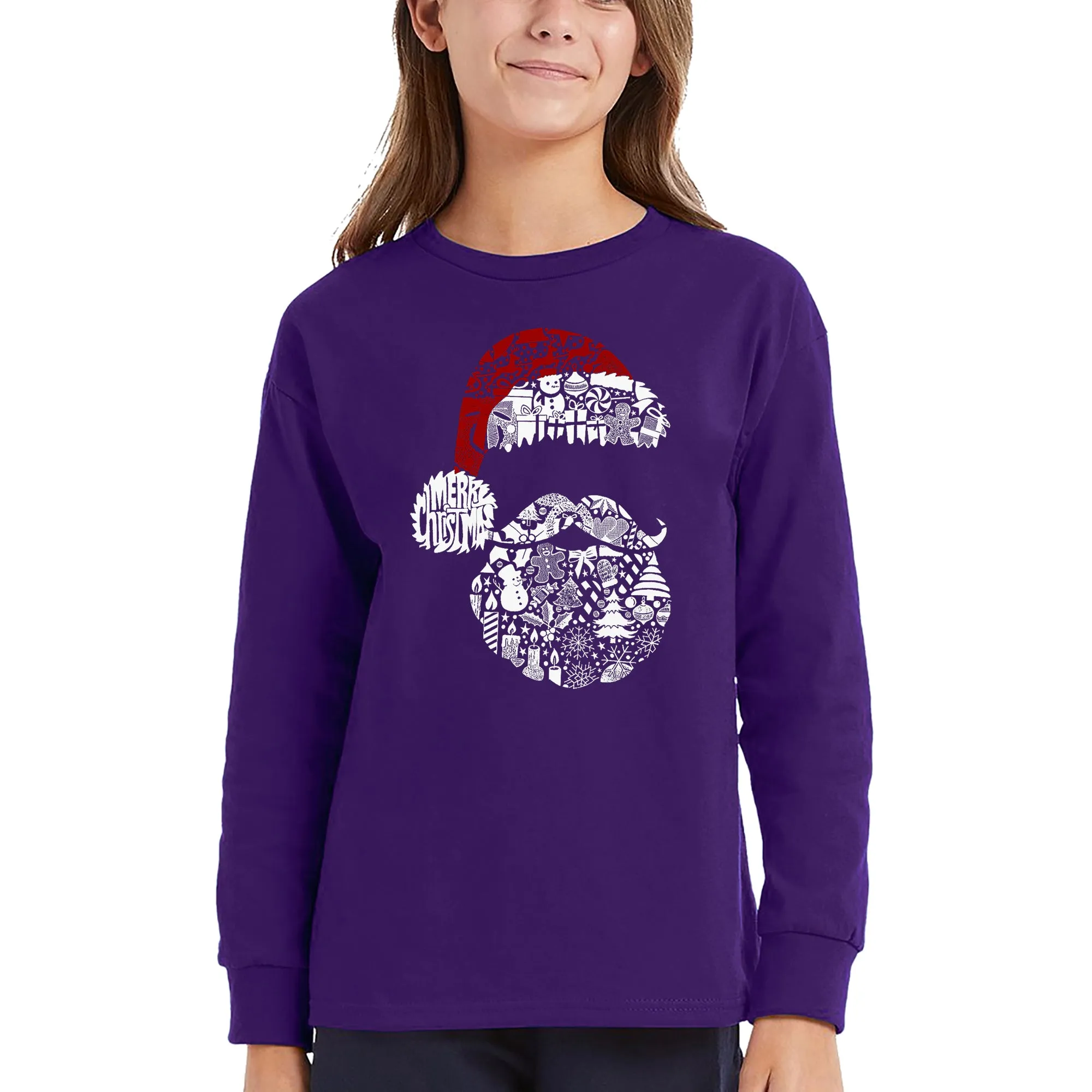 Santa Pics - Girl's Word Art Long Sleeve T-Shirt sold by LA Pop Art product image thumbnail 5