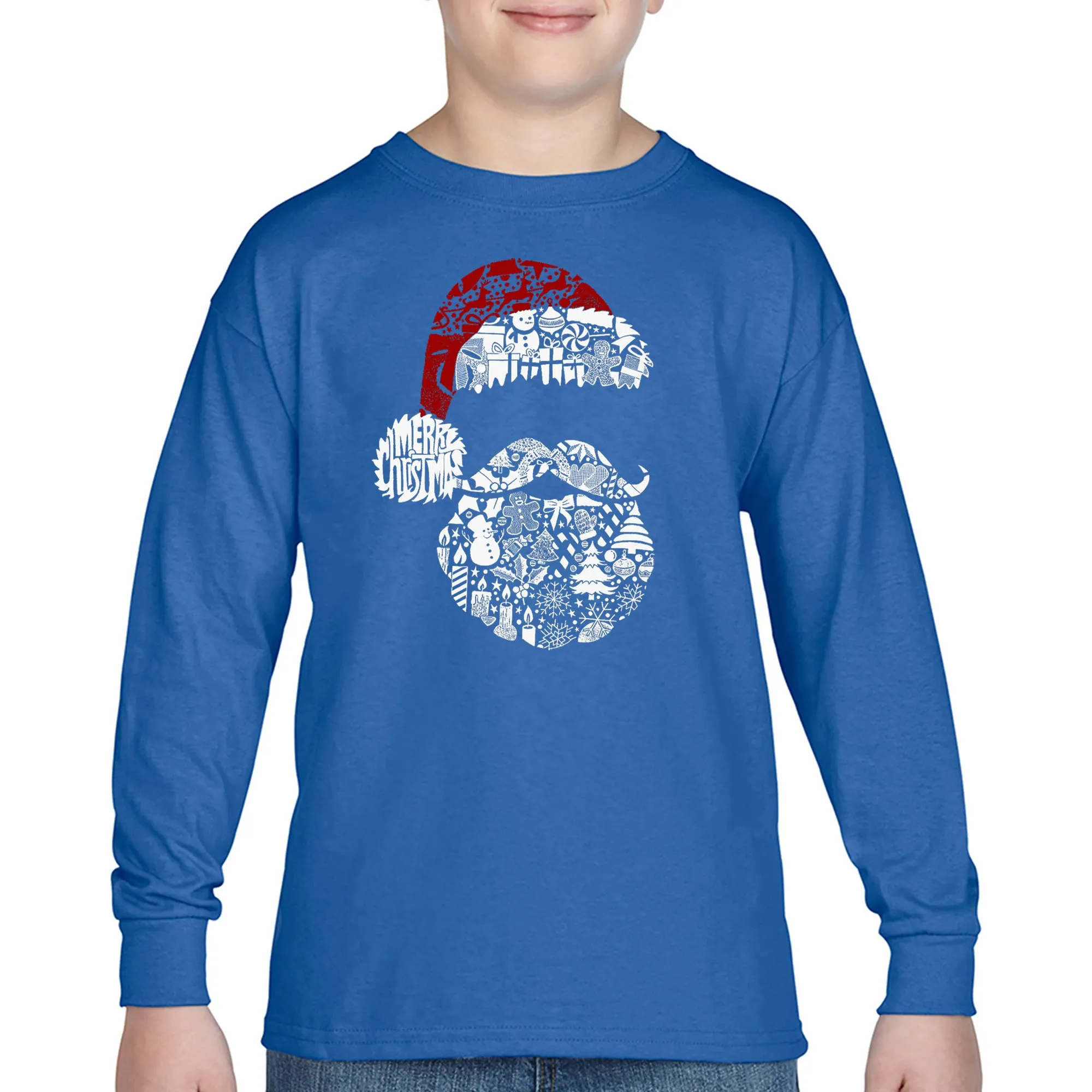 Santa Pics - Boy's Word Art Long Sleeve T-Shirt sold by LA Pop Art product image thumbnail 5