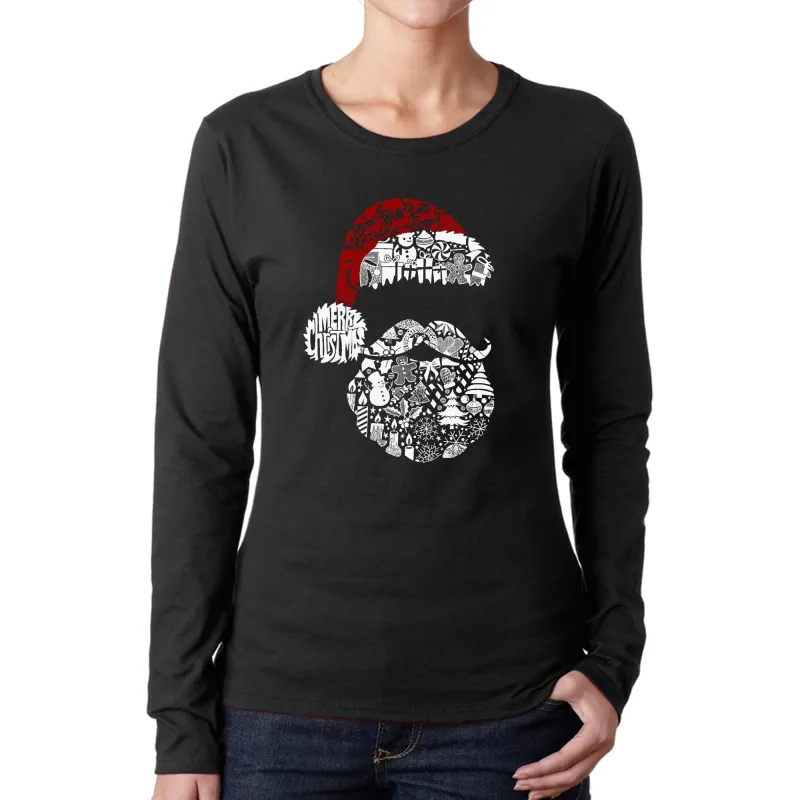 Santa Pics - Women's Word Art Long Sleeve T-Shirt sold by LA Pop Art