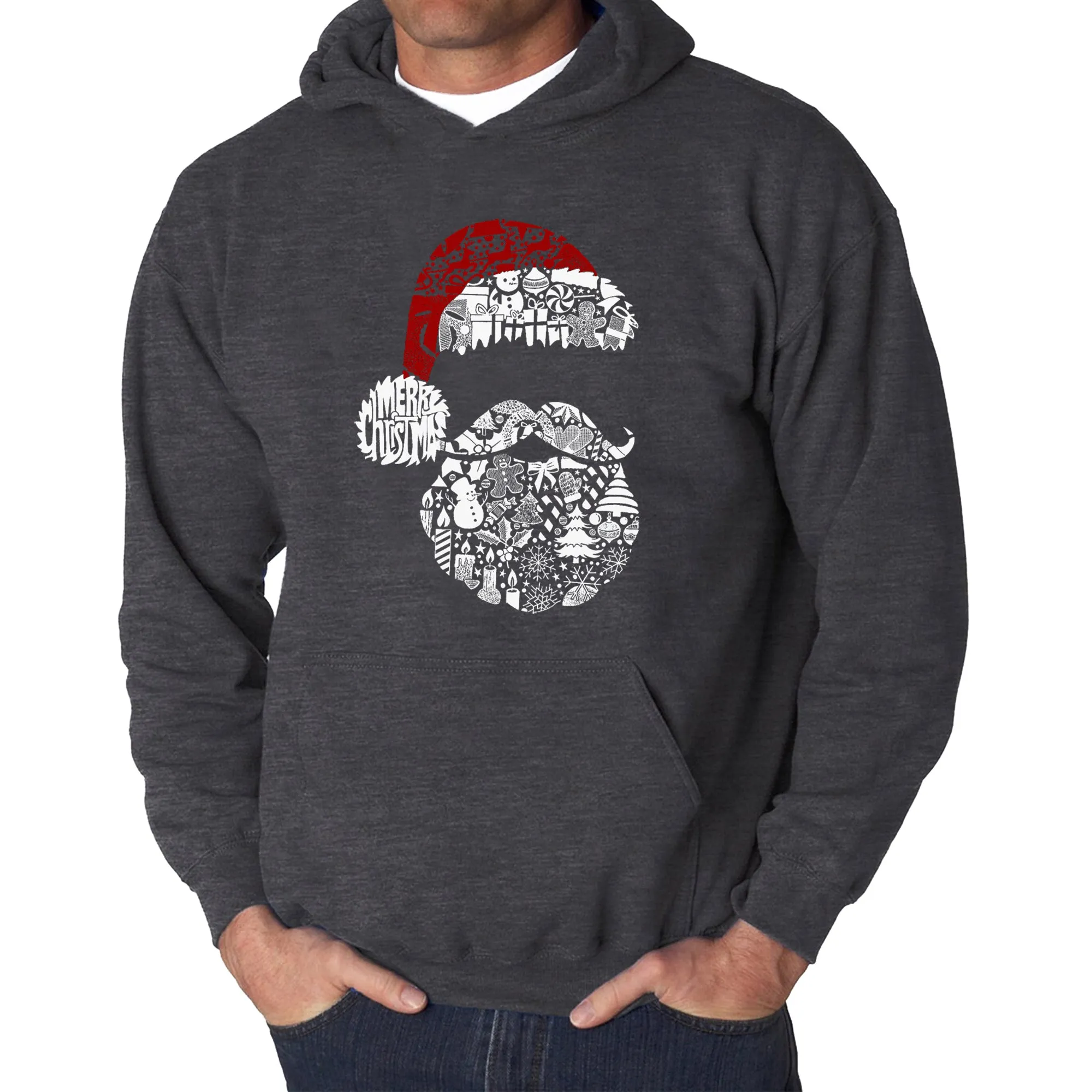 Santa Pics - Men's Word Art Hooded Sweatshirt sold by LA Pop Art product image thumbnail 5
