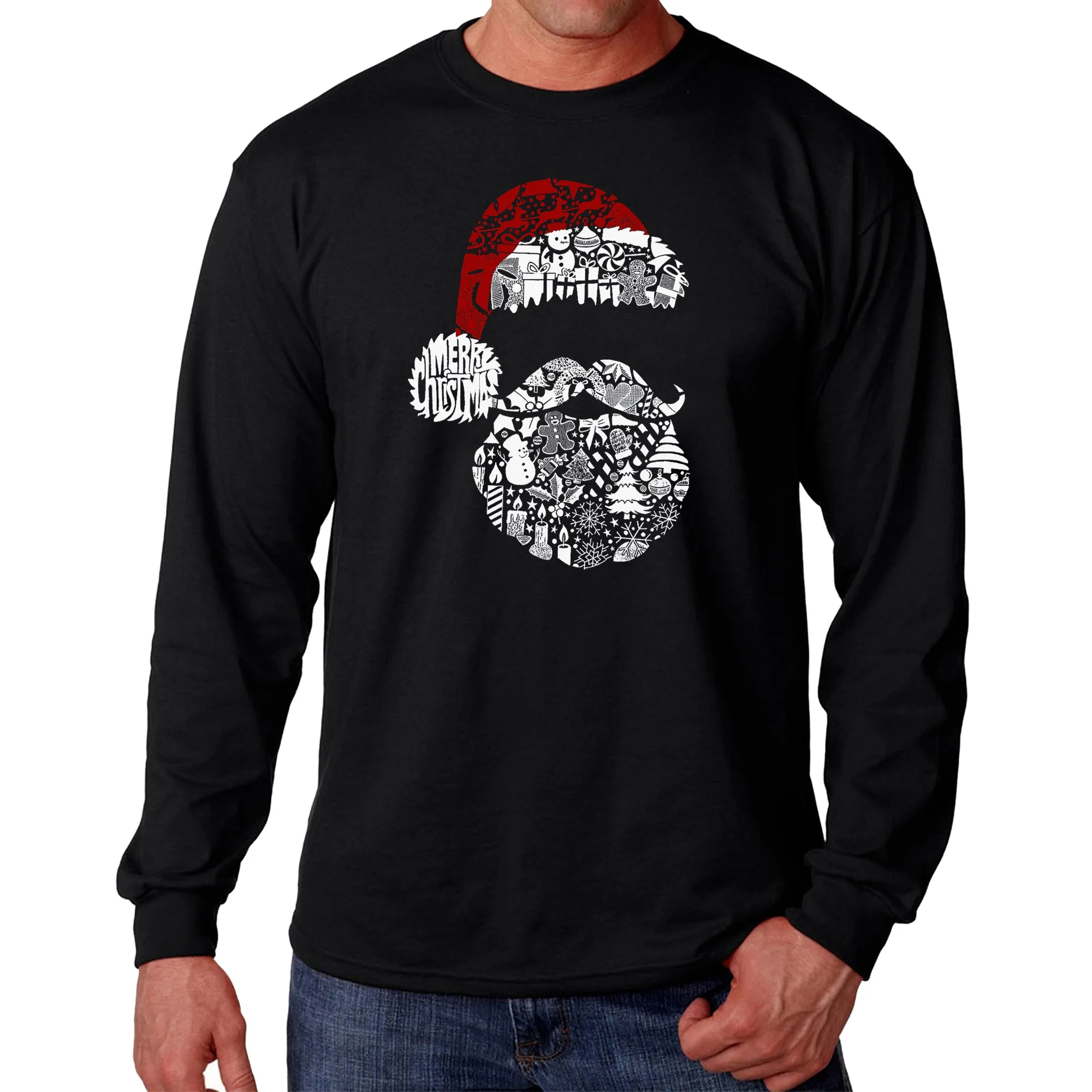 Santa Pics - Men's Word Art Long Sleeve T-Shirt sold by LA Pop Art