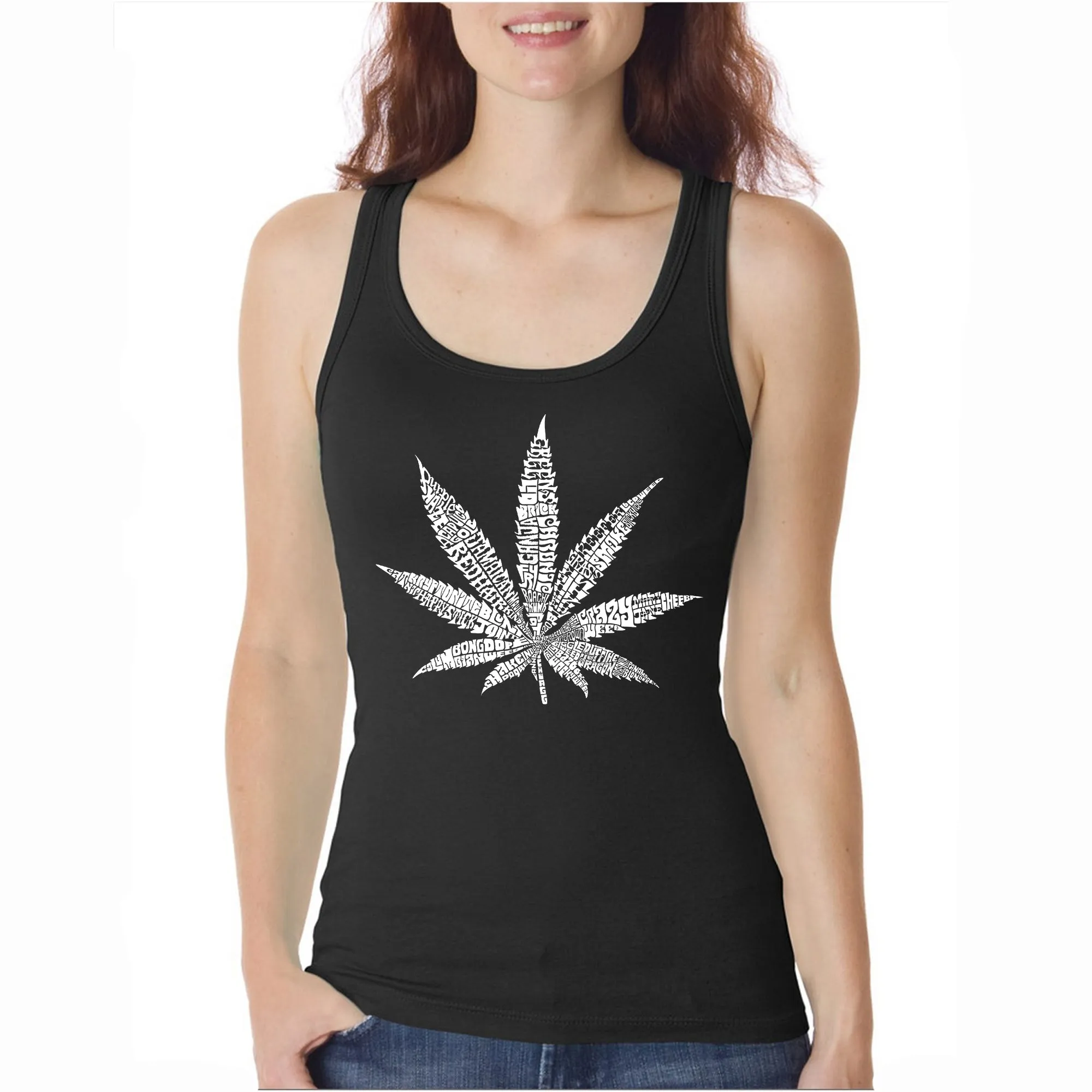 50 DIFFERENT STREET TERMS FOR MARIJUANA - Women's Word Art Tank Top sold by LA Pop Art