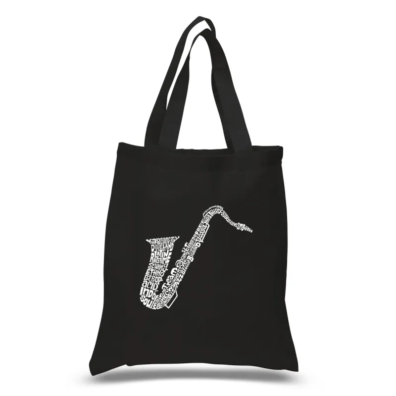 Sax - Small Word Art Tote Bag sold by LA Pop Art