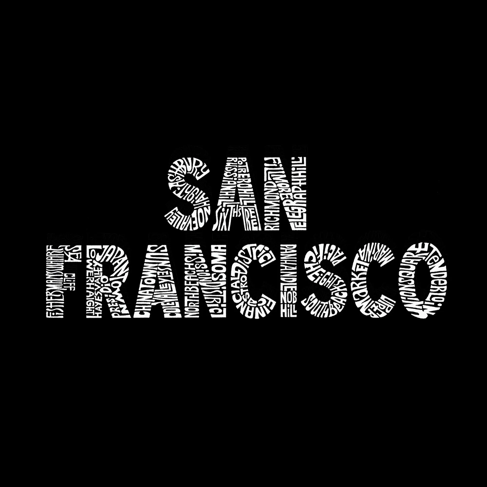 SAN FRANCISCO NEIGHBORHOODS - Women's Word Art Long Sleeve T-Shirt sold by LA Pop Art product image thumbnail 2