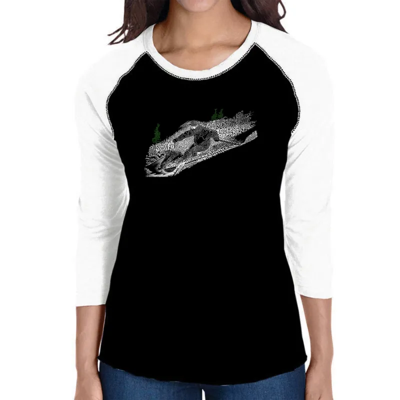 Ski - Women's Raglan Baseball Word Art T-Shirt sold by LA Pop Art