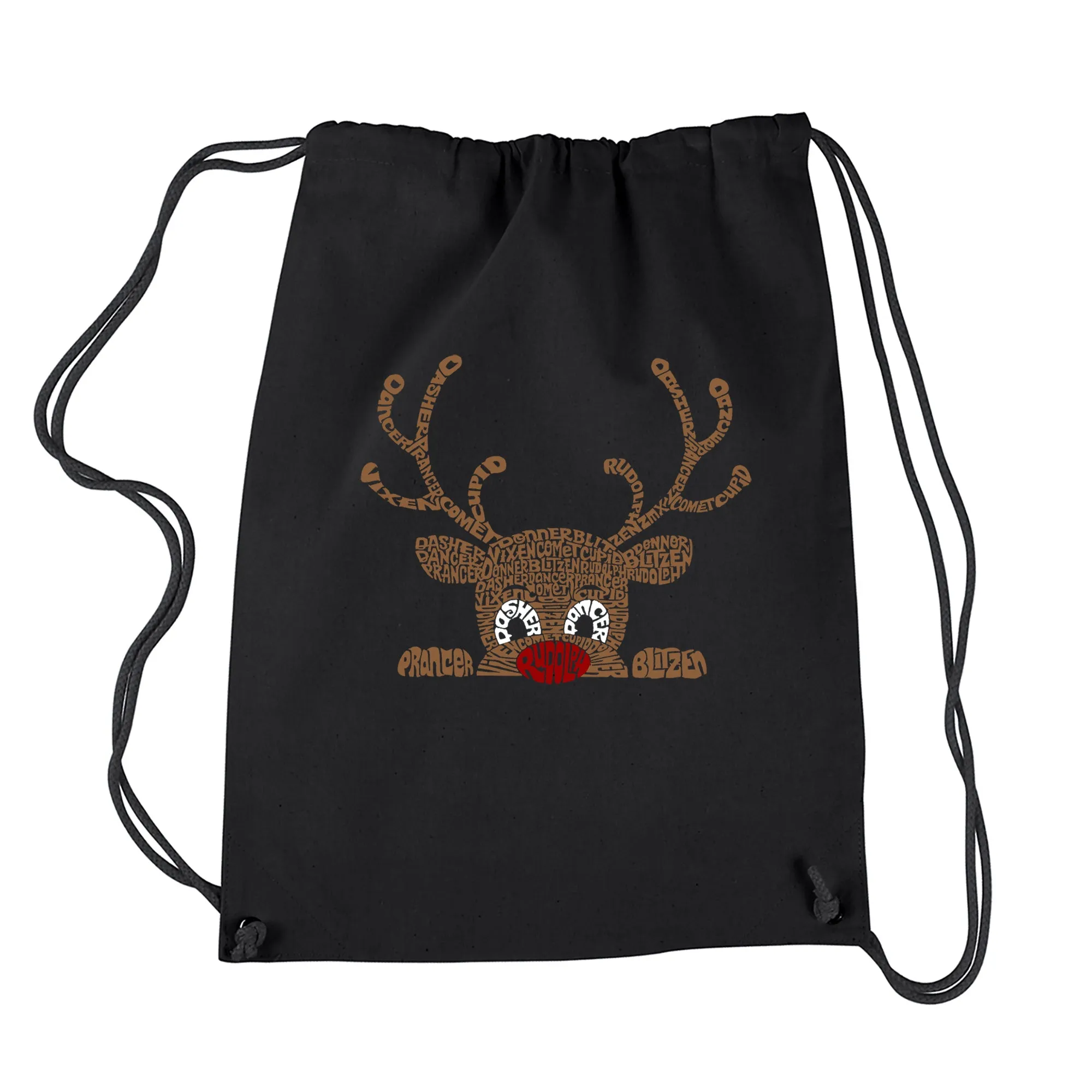 Peeking Reindeer - Drawstring Backpack sold by LA Pop Art