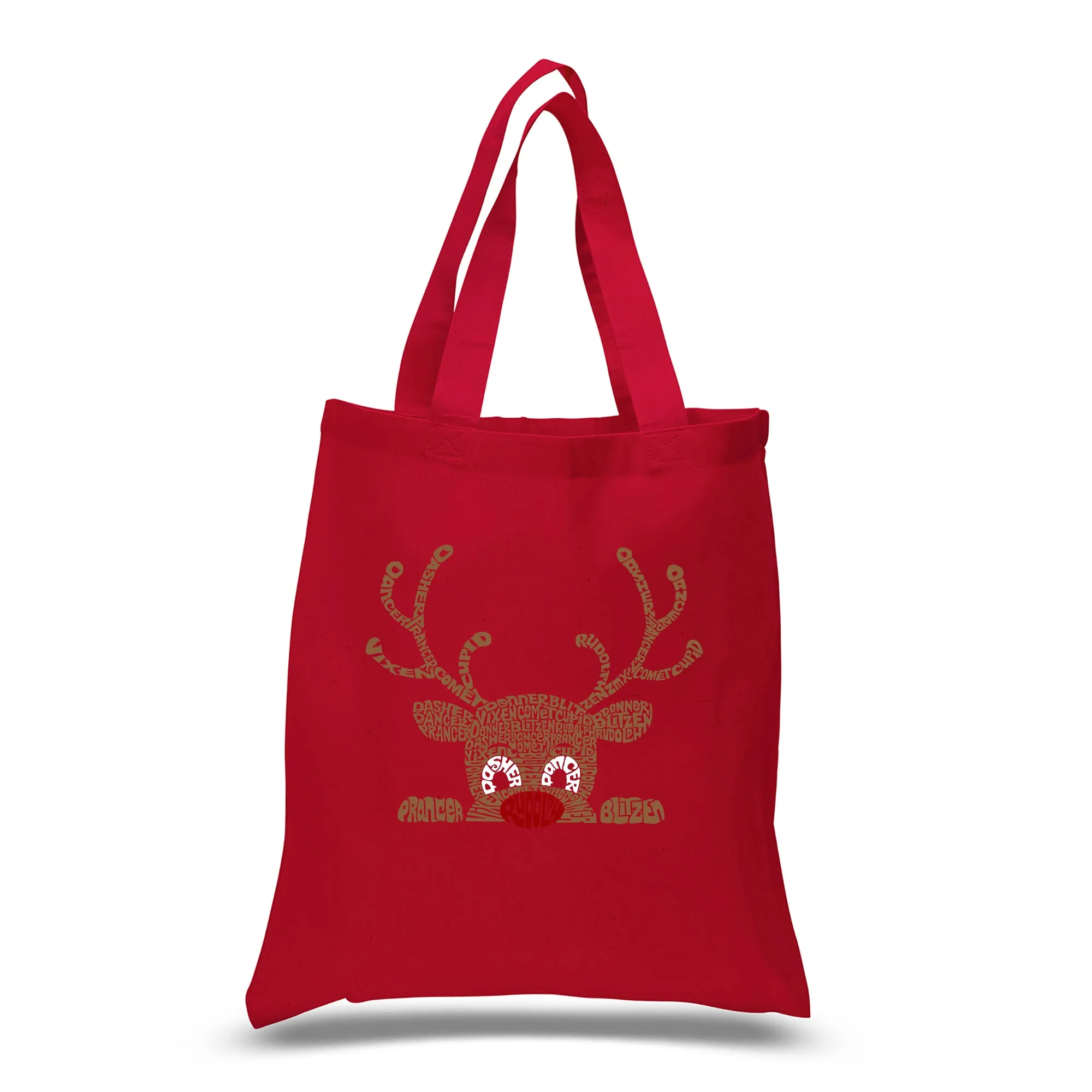 Peeking Reindeer - Small Word Art Tote Bag sold by LA Pop Art product image thumbnail 4