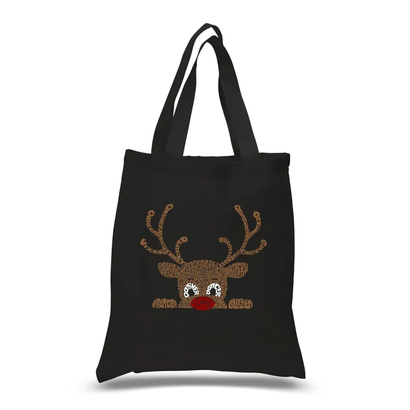 Peeking Reindeer - Small Word Art Tote Bag sold by LA Pop Art
