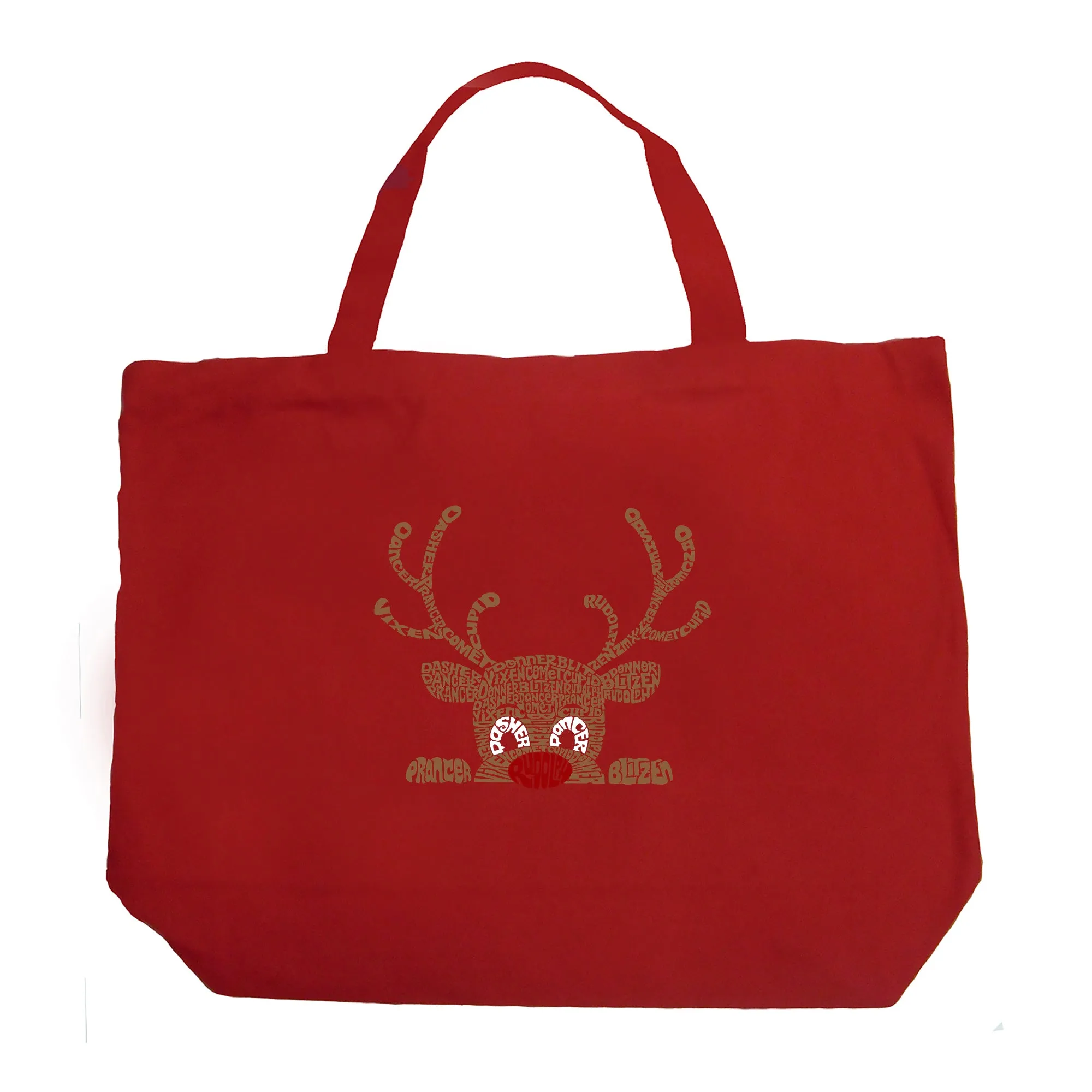Peeking Reindeer - Large Word Art Tote Bag sold by LA Pop Art product image thumbnail 4