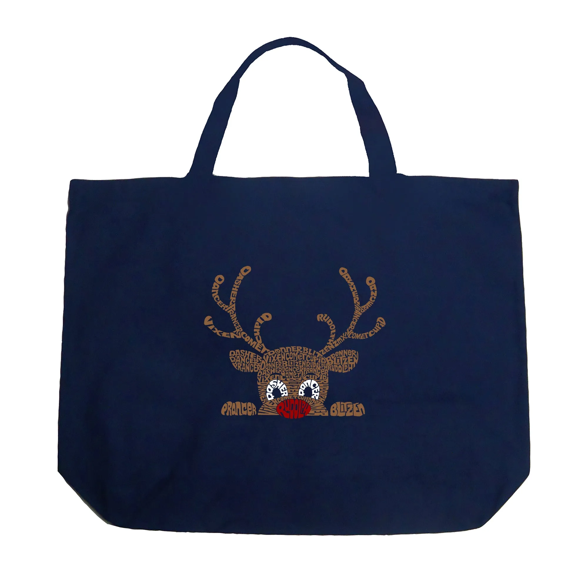 Peeking Reindeer - Large Word Art Tote Bag sold by LA Pop Art product image thumbnail 5