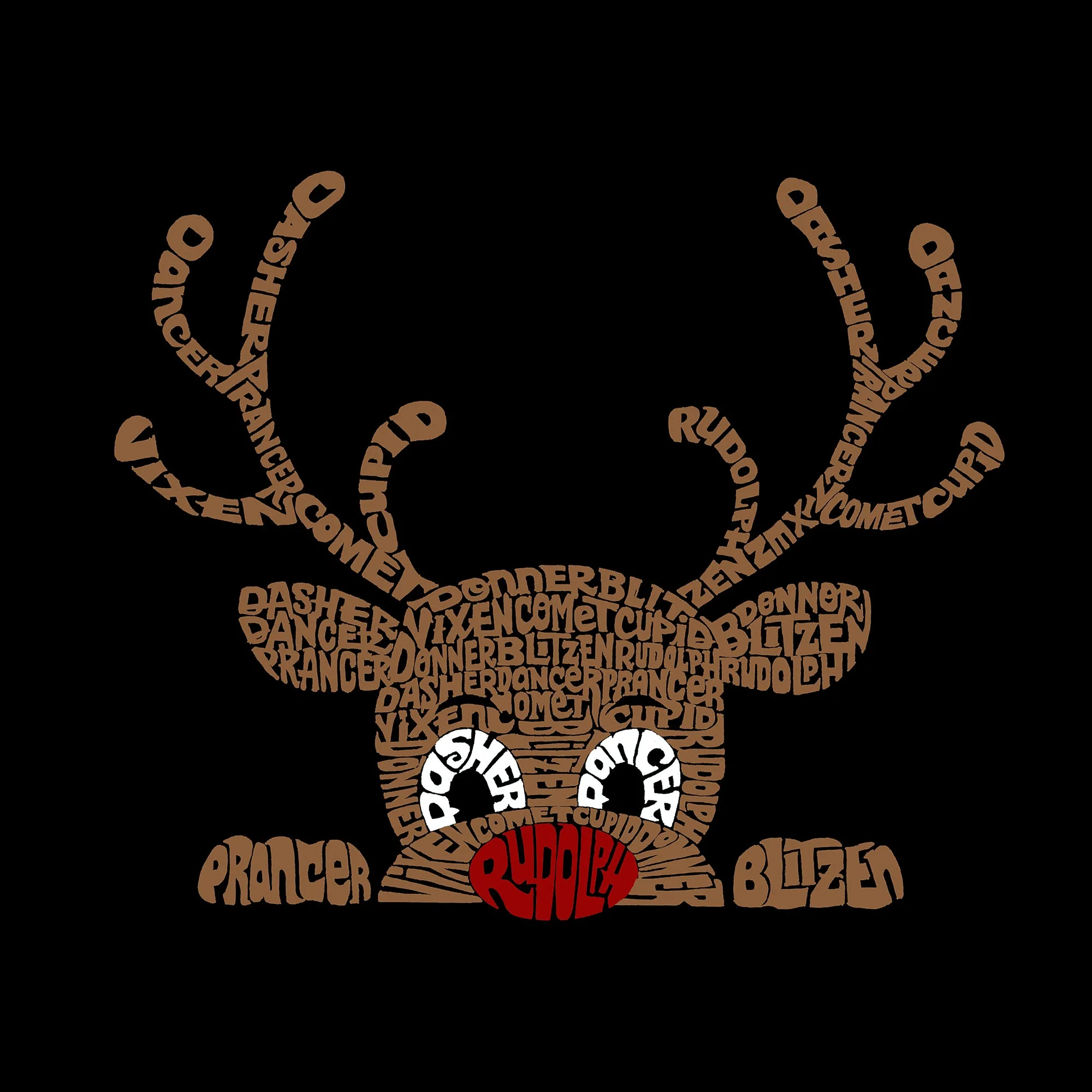 Peeking Reindeer - Women's Word Art T-Shirt sold by LA Pop Art product image thumbnail 2