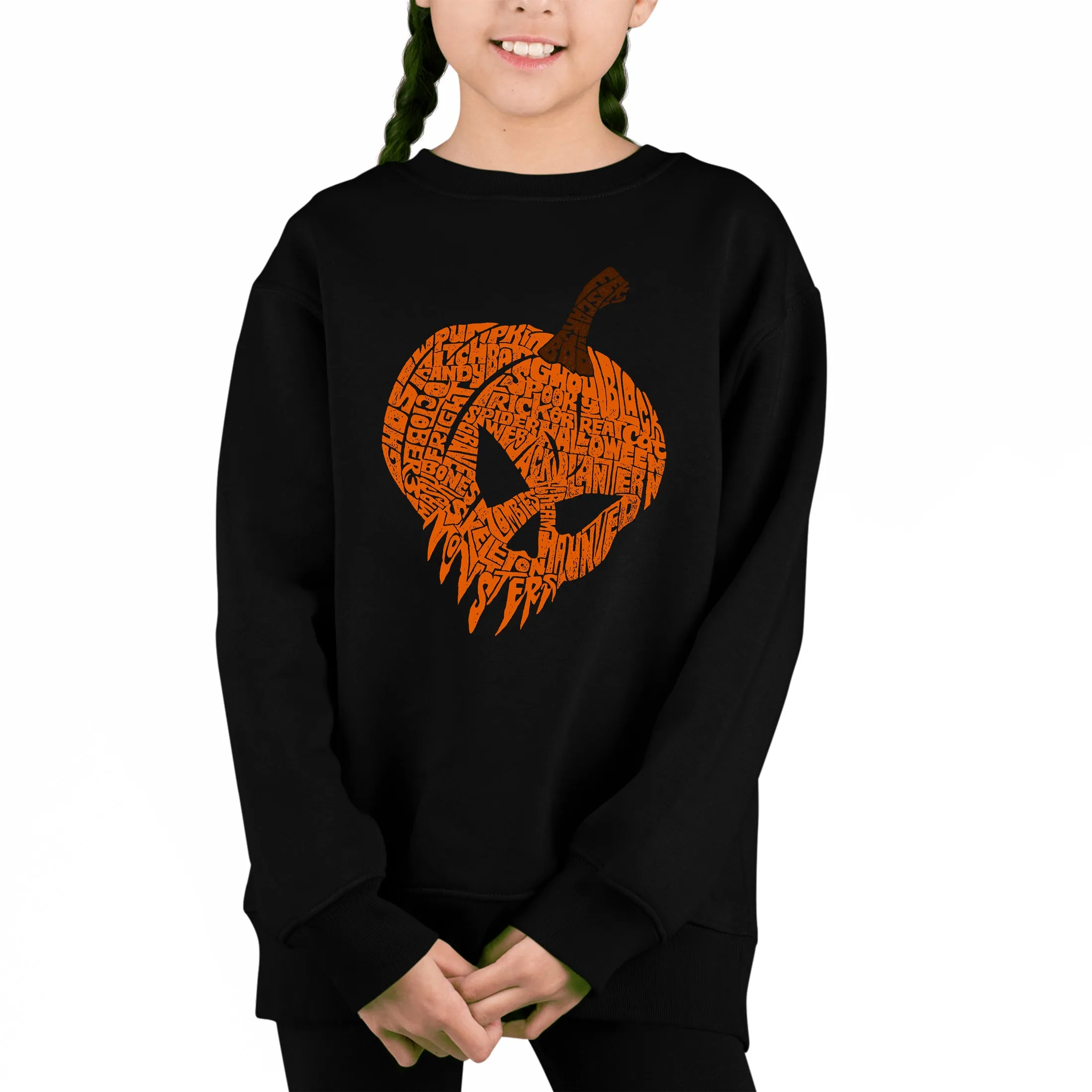 Evil Pumpkin - Girl's Word Art Crewneck Sweatshirt sold by LA Pop Art