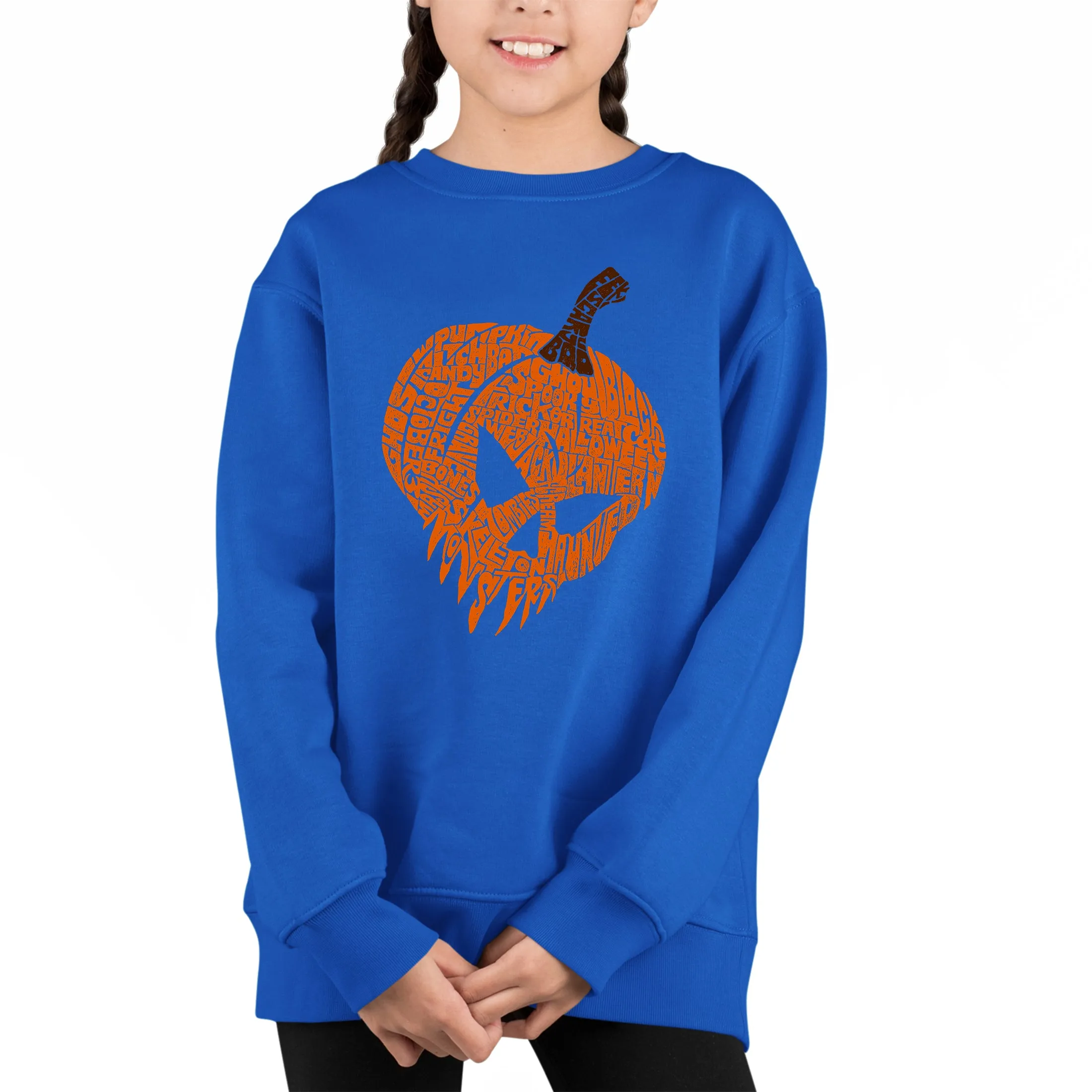 Evil Pumpkin - Girl's Word Art Crewneck Sweatshirt sold by LA Pop Art product image thumbnail 5