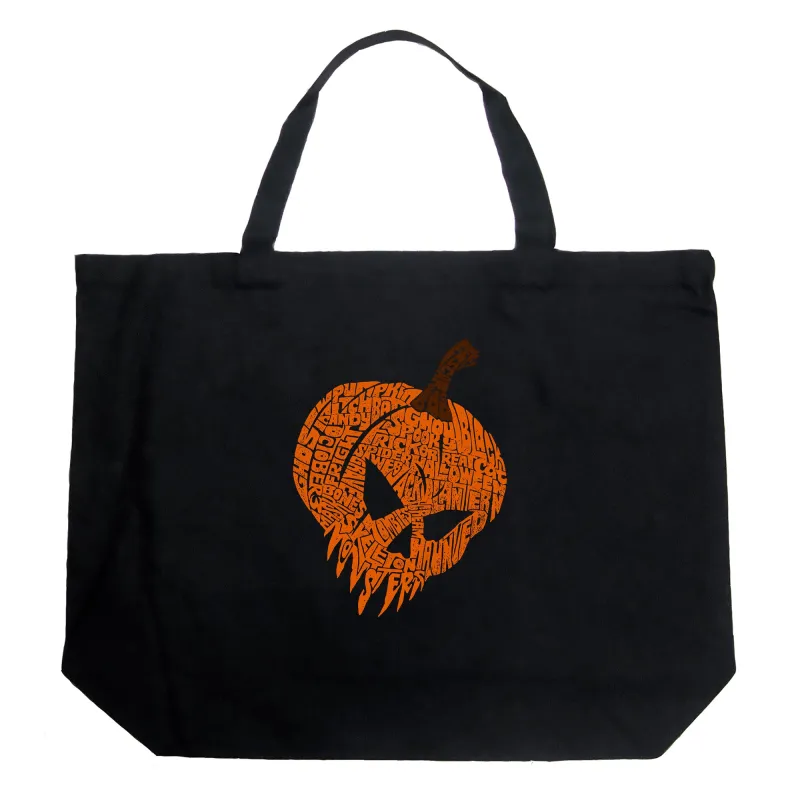 Evil Pumpkin - Large Word Art Tote Bag sold by LA Pop Art