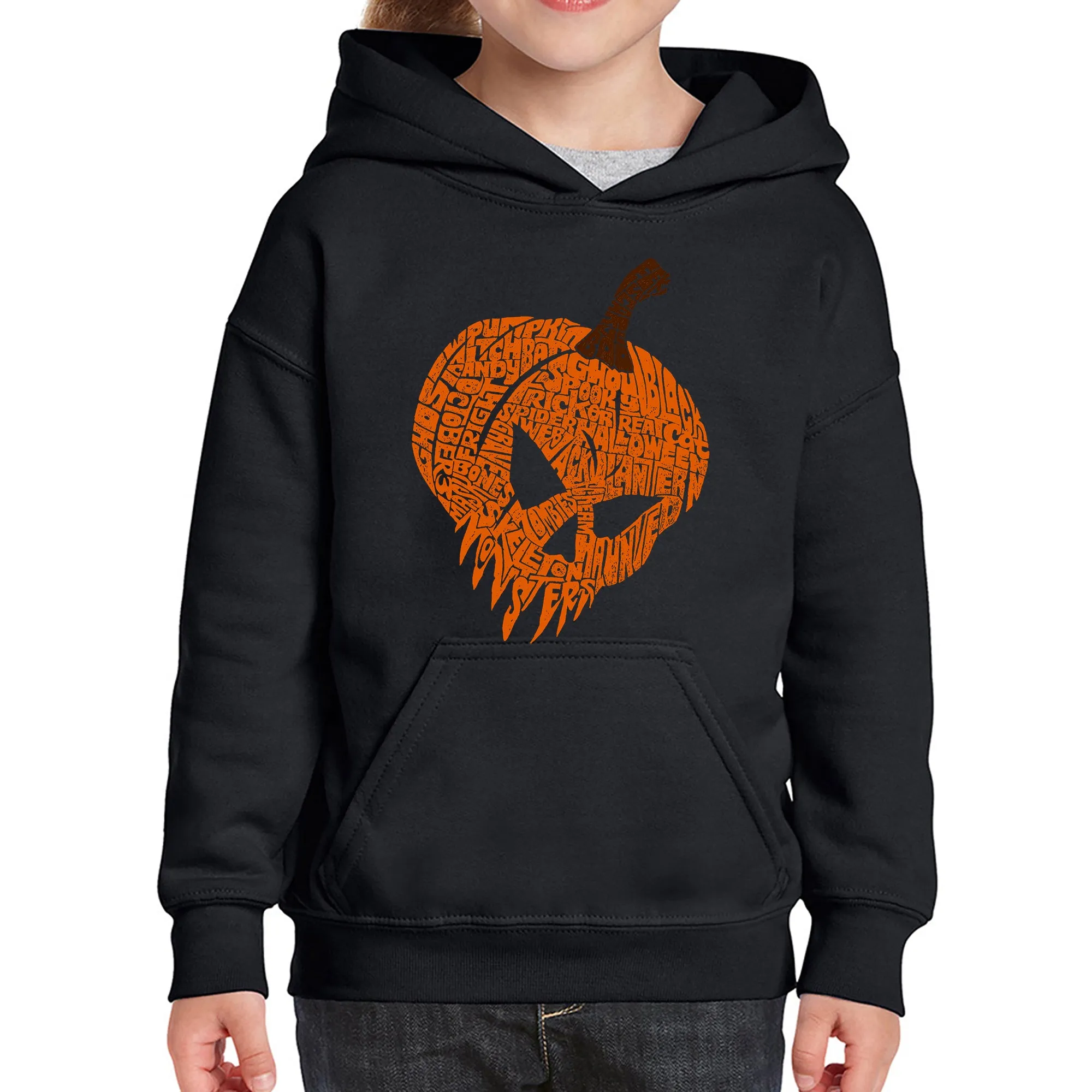 Evil Pumpkin - Girl's Word Art Hooded Sweatshirt sold by LA Pop Art