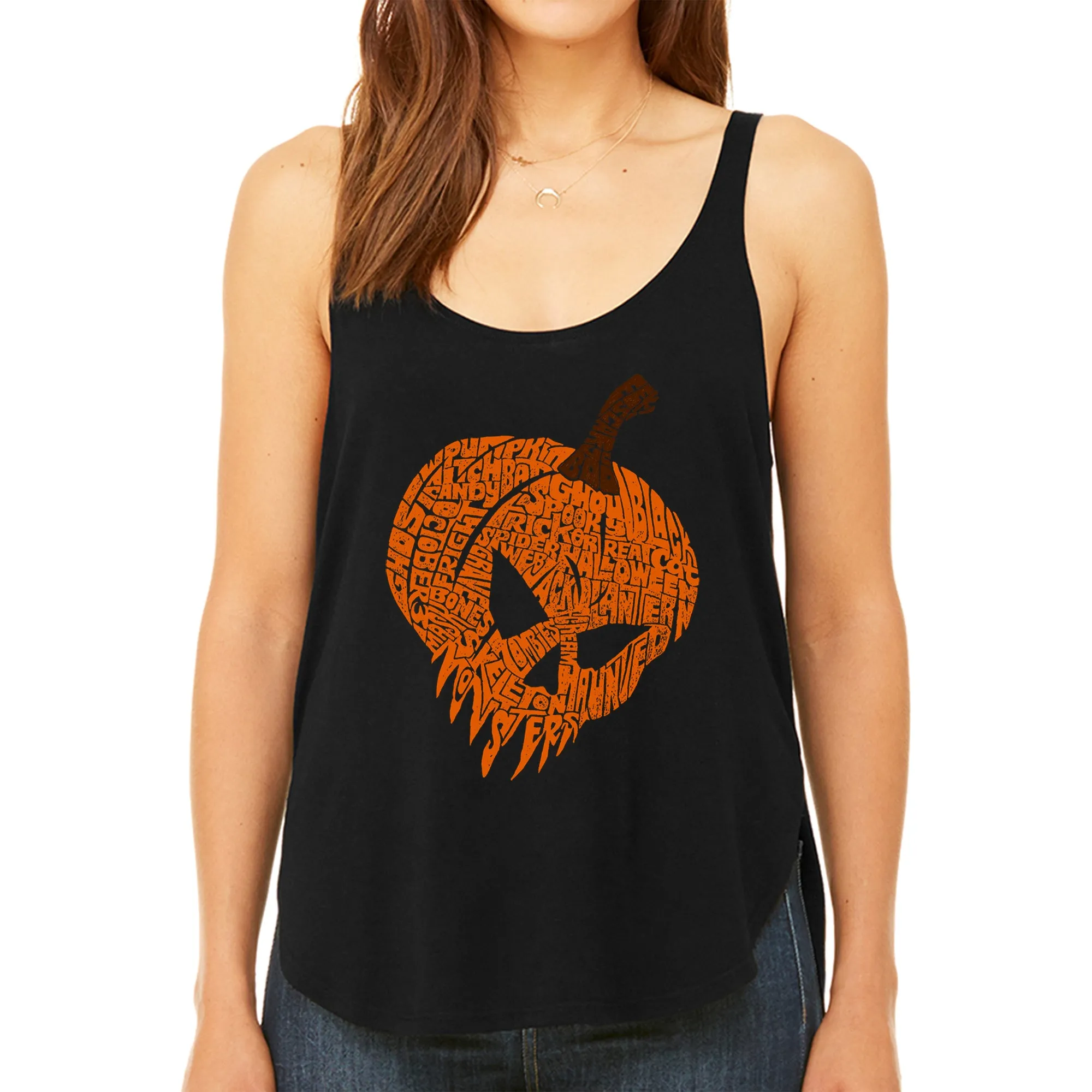 Evil Pumpkin - Women's Premium Word Art Flowy Tank Top sold by LA Pop Art