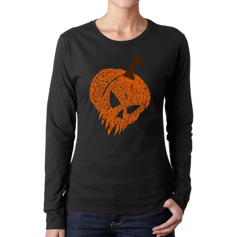 Evil Pumpkin - Women's Word Art Long Sleeve T-Shirt sold by LA Pop Art