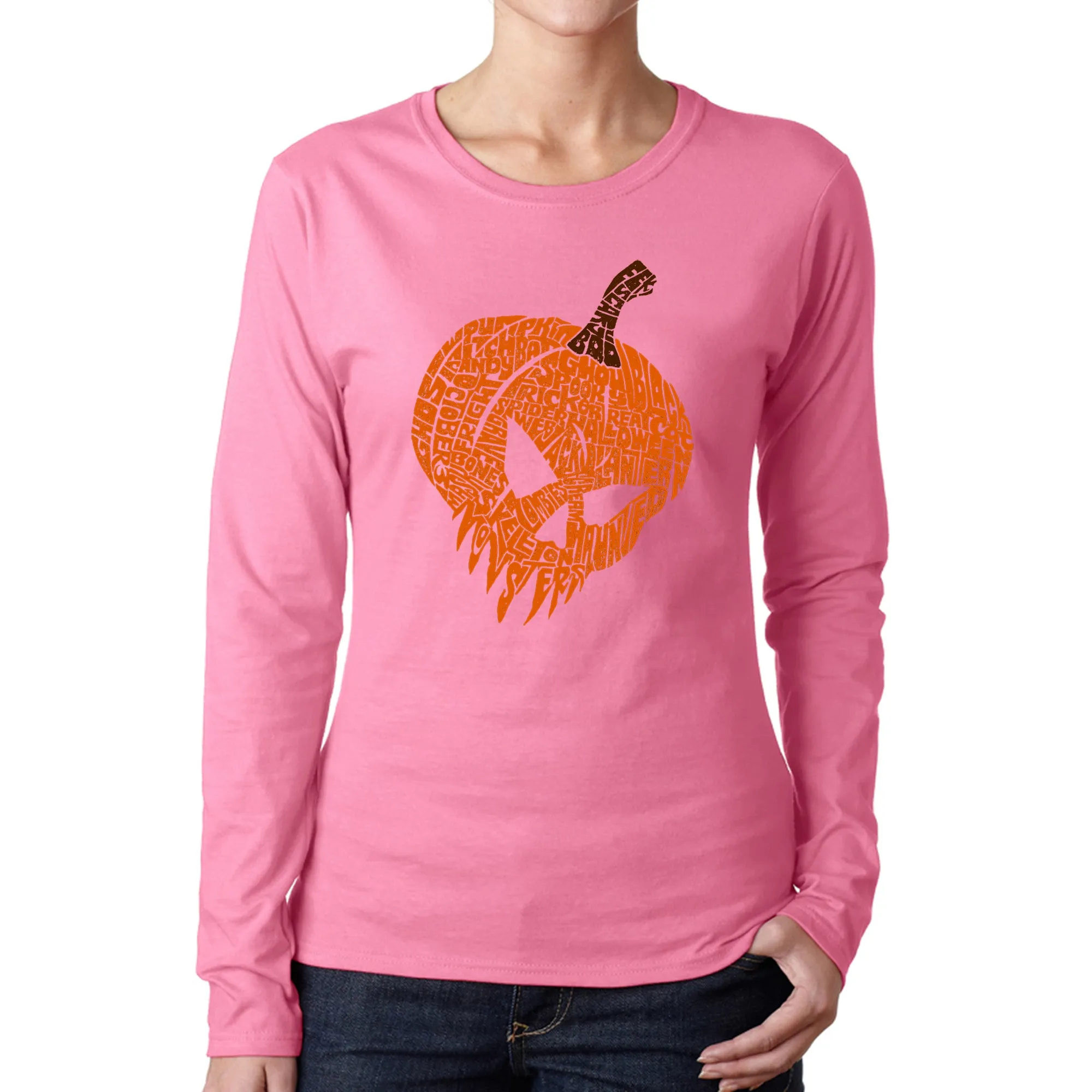 Evil Pumpkin - Women's Word Art Long Sleeve T-Shirt sold by LA Pop Art product image thumbnail 5