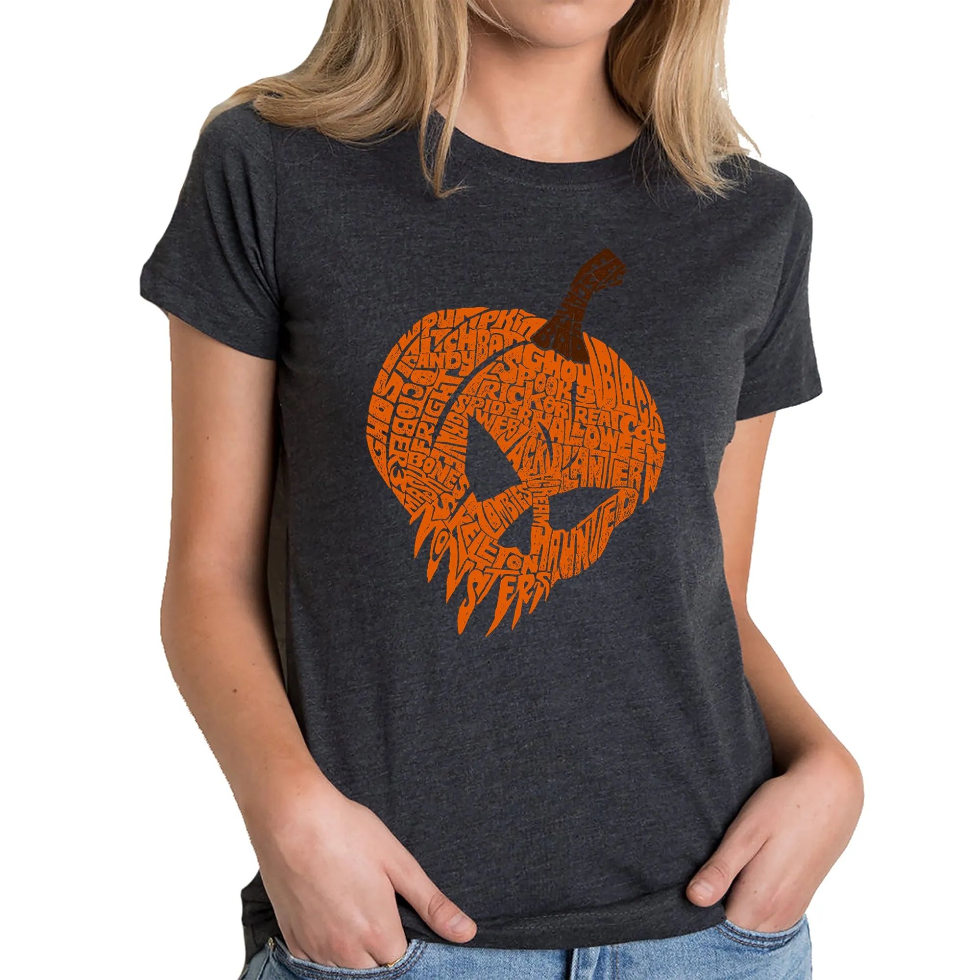 Evil Pumpkin - Women's Premium Blend Word Art T-Shirt sold by LA Pop Art