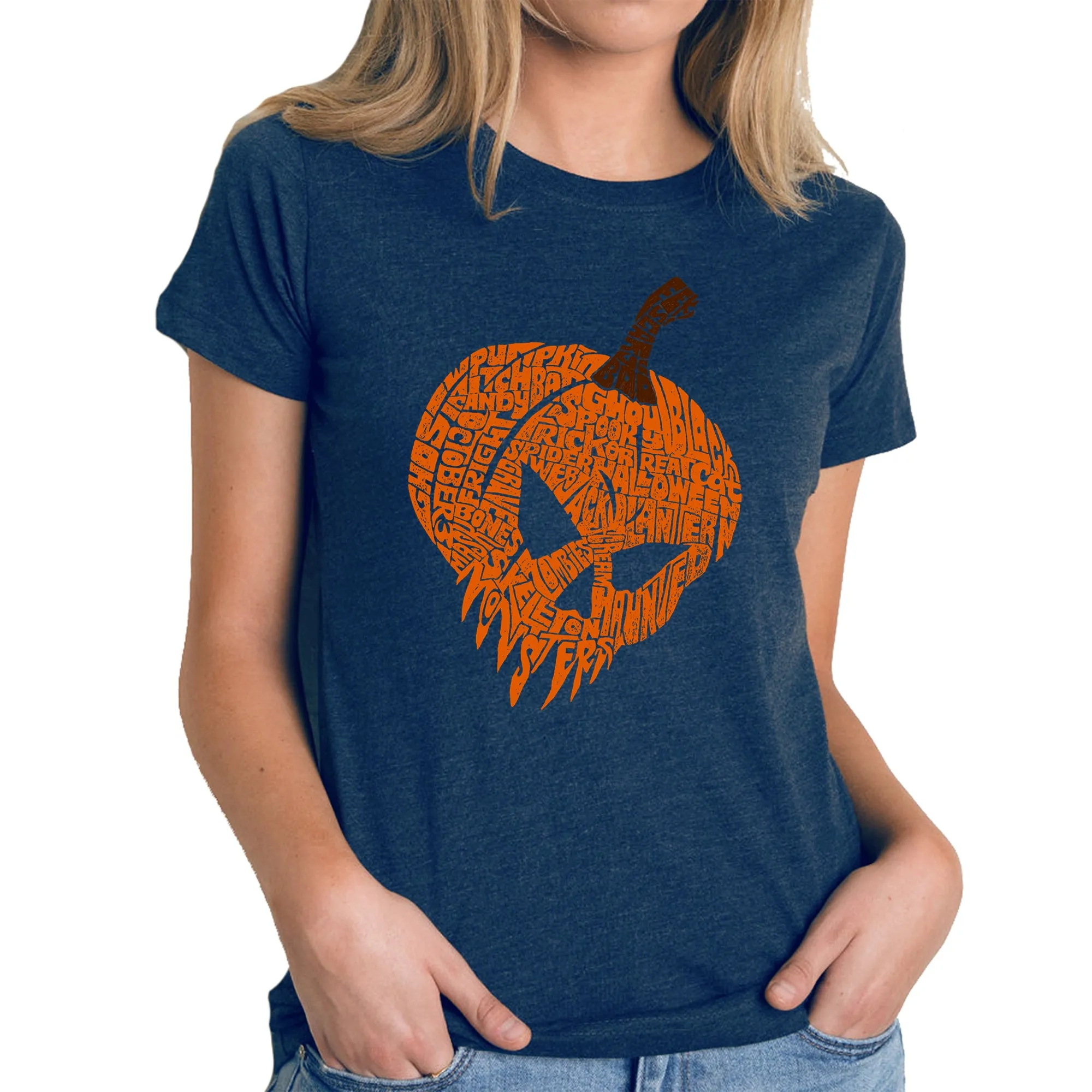 Evil Pumpkin - Women's Premium Blend Word Art T-Shirt sold by LA Pop Art product image thumbnail 5