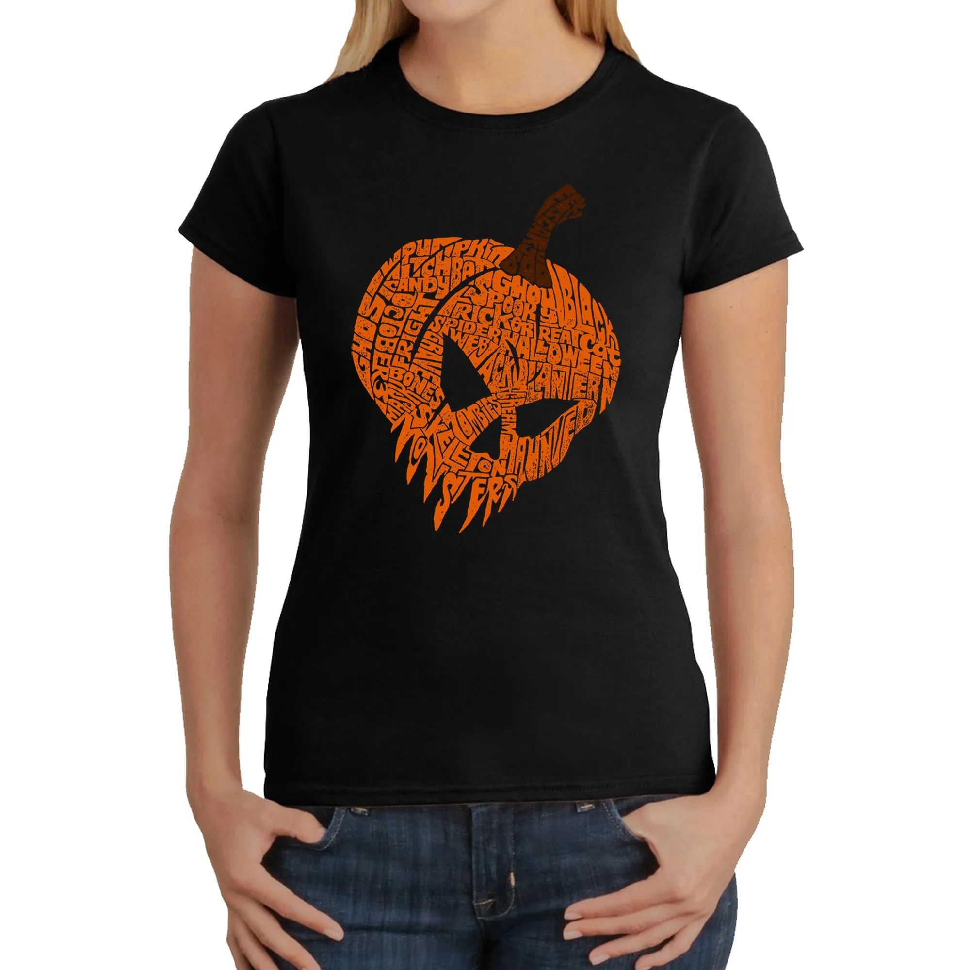Evil Pumpkin - Women's Word Art T-Shirt sold by LA Pop Art